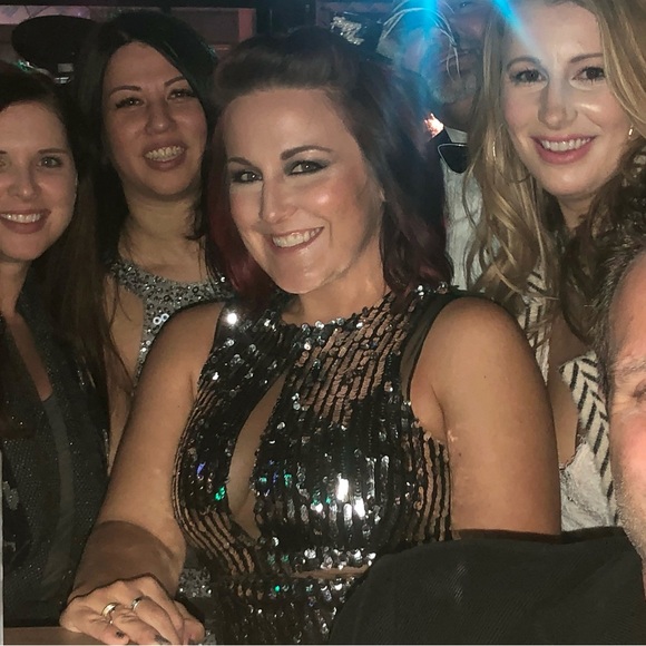 Gianni Bini black mesh peek a boo silver sequin dress - Picture 3 of 6